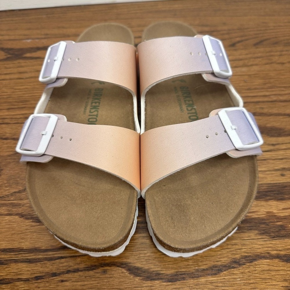 Birkenstock Arizona Softbed Sandals Size 41 US 10 Narrow Vegan Purple Fog Ombre - Picture 4 of 9